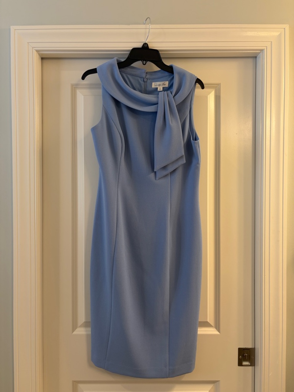 Lafayette 148 Sleeveless Midi Dress in Pale Blue with Neck Tie
